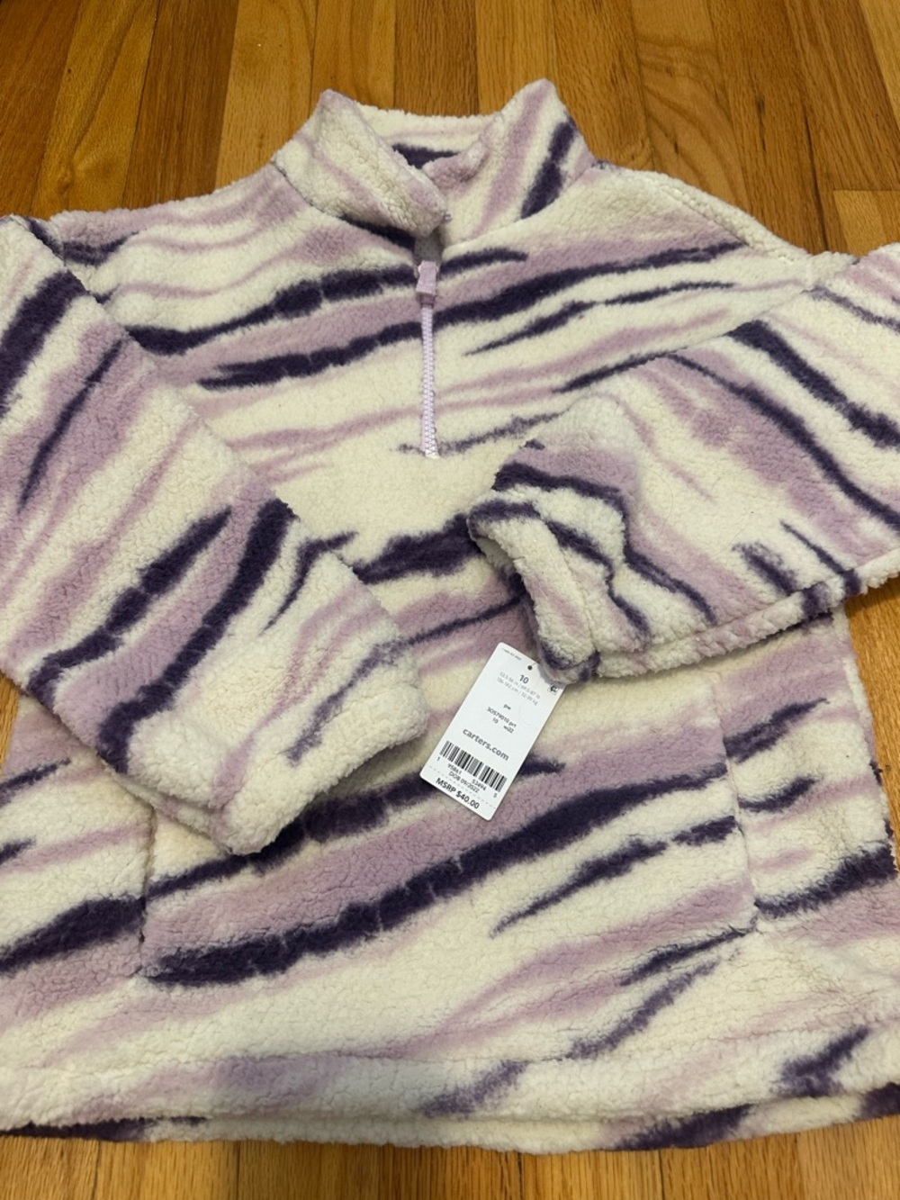 🎉NWT🎉 Carter's Cream, Light Pink and Purple Sherpa Striped Jacket